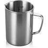 JSUOEO Bicchiere graduato in acciaio inox, 1 l, con marcatura e manico, 1000 ml, in metallo, protezione antigoccia, robusto per cucina, bar e tè