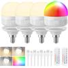 LGMCF Lampadina ricaricabile con telecomando, E14, dimmerabile, colore RGB con batteria, 8 W, con funzione di timing, luce di emergenza con magnetico, confezione da 4 pezzi