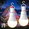 Kimjo Lampadina Ricaricabile E27 con Telecomando - Lampadina Batteria RGB Dimmerabile 7W USB-C - Senza Fili Controllo dei Pulsanti per Campeggio Come Lluminazione di Emergenza 2 Pezzo