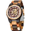 Tiong Orologio sportivo meccanico in legno, quadrante digitale cavo, cinturino in legno con lancette luminose, orologio meccanico da uomo, regali per uomini, Bracciale