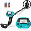 GJCrafts Metal detector ricaricabile Set professionale per adulti e bambini, alta precisione,impermeabile,regolabile in altezza,metal detector per oro 78-108cm con bobina di ricerca da 25cm (Blu-verde)