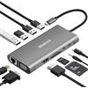DEMKICO Hub USB-C 11-in-1 Multiporta con 4K HDMI, 1080P VGA, 100W PD, USB 3.0, USB 2.0, Ethernet, SD/TF e Audio 3.5mm - Stazione Docking USB-C versatile per Laptop, Tablet e Telefoni