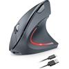 TECKNET Mouse ergonomico senza fili ricaricabile con tracciamento ottico 4800 DPI regolabile, mouse silenzioso 2.4G, 6 pulsanti, LED per computer, portatili, Mac, PC, Windows, grigio