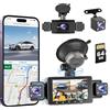 Roinvou 2K Dashcam per Auto Anteriore e Posteriore con WiFi Roinvou, 4* Dash Cam 1080P Telecamera per Auto con Schermo IPS da 3 Pollici, Visione Notturna, Sensore G, Protezione a 360 gradi, Scheda SD da 64 GB