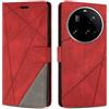 SONWO Cover per Xiaomi 15 Ultra, Flip Custodia in PU Pelle, Cover a Libro Portafoglio con Slot per Schede e Supporto Stand per Xiaomi 15 Ultra, Rosso