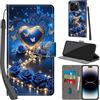 PHINIENLAND Cover per iPhone 15 Pro Max Case PU Pelle Custodia [Kickstand] [Chiusura magnetica] [Slot per Schede], Portafoglio Flip Custodia per iPhone 15 Pro Max,Rose blu