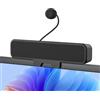 Inwa Altoparlante per PC, altoparlante USB con microfono, stereo e basso, spegnimento muto a un pulsante, clip plug and play per monitor PC, desktop, laptop e Mac (nero)