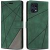 SONWO Cover per Oppo Find X5 PRO Custodia, Flip Caso in PU Pelle Case Cover Premium Portafoglio Custodia per Oppo Find X5 PRO, Slot per Schede, Supporto Stand, Verde