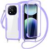 FERLAN Cover per Redmi Note 14 Pro 4G con Cordino, 360 Gradi Antiurto Custodia con Protezione Schermo Integrata Trasparente Rugged TPU Bumper Doppia Protettiva Cover per Redmi Note 14 Pro 4G-Viola
