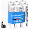Nraonrn NiMH Batteria micro AAA 800 mAh 1,2 V per Telefoni Gigaset, Pile Ricaricabili AAA per Telefoni senza fili Panosonic, bassa autoscarica, ricarica rapida - 6 pezzi