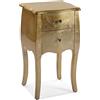 VERSA Cagliari Comodino Tavolino o ausiliario per la Camera da Letto o Il Soggiorno Cassettiera, con 2 cassetti, Misure (A x L x l) 71 x 35 x 40 cm, Legno, Colore Oro