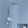 Auralum Colonna Doccia con Mensola Doccia, Colonna Doccia Senza Miscelatore Fori Muro Regolabili con Soffione a Pioggia Quadrato 25cm, Asta Doccia Altezza Regolabile 72-110cm, Cromo