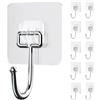 GYHWOFUL Ganci Adesivi - 10 Pezzi (max 30 kg) Extra Forti, Ganci Autoadesivi Trasparenti, Impermeabili e Senza Tracce per Gancio Adesivo, Asciugamani Bagno, Utensili da Cucina, Bianco