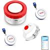 SENCKIT Pulsante di chiamata WiFi Caregiver Pager: campanello di chiamata di avviso infermieristico wireless, pulsante di chiamata di allarme personale con avvisi app (1 Orologio+2 Pulsante+1 Ricevitori)