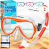 KAIMANA® SeaExplorer Set Maschera Boccaglio Bambini & Borsa - Kit Snorkeling Bambini 3-10 Anni - Maschera con Boccaglio Bambino, Cinturino Tessuto o Silicone - Mare e Piscina