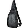 Le'aokuu Men's Genuine Leather Hip Bag Borsa di pancia Borsa a tracolla Borsa di tracolla Borsa di petto per moto Jogging 010 (X 010 Nero)