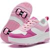 ANEFUN Scarpe da skate per bambini, ragazze, ragazzi, staccabili, alla moda, con ruote, Rosa-bianco 1136, 30 EU