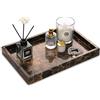 HESHIBI Vassoio da bagno in marmo naturale, di lusso, per casa, cucina, bagno, tavolo, vassoio decorativo in pietra, per chiavi, caffè, profumi, gioielli, trucco (marrone scuro, 30,5 x 20,3 x 3 cm)
