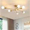 Comely Lampadario Industriale, 6 Luce Plafoniera Sputnik Vintage, E27 Lampadario da Soffitto in Dorato per il Soggiorno, Camera da Letto, Dia 70cm (senza Bulbo)