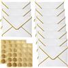 FSSTUD 50 buste vuote per biglietti di auguri, 13,5 x 18,5 cm, in formato A7, eleganti buste di carta decorative, con 50 adesivi per feste di nozze, colore: bianco