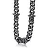 Bestyle Collana da uomo in filo spinato catena a maglia barbazzale spine in acciaio inox Hip-Hop Punk gotico gioielli cubani catena di estensione da uomo