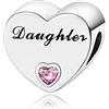Doyafer Amore Della Figlia 5a Zircon Rosa A Forma Di Cuore Charm 925 Argento Sterling Charms Gioielli Adatto Braccialetti Da Donna Collane Per La Famiglia