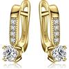 JewelryPalace Orecchini Donna Argento 925 con Cubica Zirconia, Huggie a Lobo con Pietra a Taglio Rotondo, Piccoli a Cerchio in Tre Ori Set Gioielli