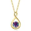 FANCIME Ciondolo a forma di infinito in oro bianco 585, 14 carati, con pietra portafortuna, collana in argento Sterling 925, per la festa della mamma, San Valentino, anniversario, compleanno, regalo