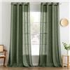 MIULEE Lino Tende Finestre con Occhielli Tenda a Pannello Traslucido Moderne a Vela Trasparente Adatte per Porte Balcone Soggiorno Camera da Letto 2 Pezzo Set Verde Oliva 140x280 cm