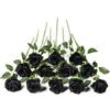Kisflower 12 Pezzi Rose Fiori Artificiali Realistici Fiori a Stelo Singolo Bouquet di Rose di Seta per Decorazioni per la Casa di Nozze (Nero)