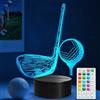 POSSHE - Luce notturna a tema golf, regalo per appassionati di golf, lampada 3D Illusion con 16 colori intercambiabili, timer, 4 modalità di flash e dimmerabile, decorazione per camera da uomo