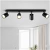 GeyouLux Faretta Da Soffitto LED 4 Luci, Faretti Soffitto Nero Orientabile a 350°+90°, Moderno GU10 Binario Faretti, Lampadario Soffitto Alluminio per Cucine Soggiorni Corridoio, Senza Lampadina