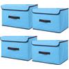 NCRGB Scatole Portaoggetti in Tessuto,Scatole Portaoggetti Scatole per Armadio con Coperchio Set,Pieghevole,Contenitore per Armadio,Vestiti,Armadi (36×23×24cm/4pack, Blu)