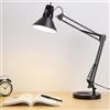 Voltix Lampada da Scrivania Grande, Lampada da Tavolo E27 LED, Luce da Scrivania con Braccio Oscillante Lungo per Casa o Ufficio (Nero)