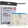 BTF-LIGHTING Striscia LED 5050SMD RGBW 4IN1 Regolabile RGB + Bianco Caldo (2700K-3000K) 24V 5M 96LEDs/m PCB Bianco IP65 Cambio Colore per Camera da Letto, Cucina, Decorazione Casa DIY(Solo Striscia)