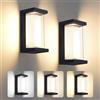 Mille Lucciole 2 Pezzi Lampada da Esterno Parete LED 24W 3 Colori Regolabile Applique da Esterni IP65 Impermeabile Applique Interno Nero Rettangolo Alluminio Per Cortili Giardini Portici Parchi Balconi