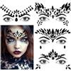 GEEHUA Pietre nere per il viso di Halloween, 4 set di strass glitter per il viso da incollare, accessori temporanei autoadesivi per il viso occhi fronte per rave festival ciao