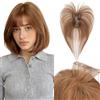 Benehair Toupet Capelli Donna Veri con Clip 7x11cm Air Frangia Clip Capelli Veri Fatto a Mano Extension Clip Capello Naturali con Frangia, 14g 28CM Marrone Chiaro #06