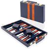 Vehipa Set-backgammon per 2 Giocatori, Valigetta Backgammon da 11 Pollici con Accessori Completi, Portatile da Viaggio con Maniglia di Trasporto, per Adulti (Blu navy)