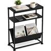 ZEXVIDA Tavolino piccolo per piccoli spazi, tavolino sottile con portariviste, design 2 in 1, tavolino stretto per soggiorno, camera da letto, comodino sottile (nero)