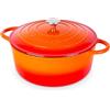 nuovva Casseruola in Ghisa Smaltata, Pentola Olandese Antiaderente con Coperchio, Induzione/Gas/Forno, Cottura Omogenea - 6.9 Liter 30cm Arancione - da Nuovva