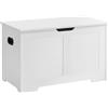 VASAGLE Puff Storage, panca portaoggetti con 2 cerniere di sicurezza, baule portaoggetti, panca per scarpe, stile country, 40 x 80 x 46 cm, per corridoio camera da letto soggiorno, bianco
