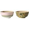 HK LIVING - Set di 2 - Ø 19 x H 8,5 cm 70s ceramics - Multicolore - Gres smaltato