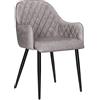 SONGMICS Sedia da Pranzo, Poltroncina, Sedia Imbottita con Braccioli, Rivestimento in PU con Effetto Vintage, Portata 110 kg, per Sala da Pranzo Soggiorno Camera da Letto, Grigio LDC085G01