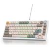 SOLIDEE tastiera gaming meccanica 75 percento,Tastiera Retroilluminata RGB,tastiera meccanica hot swappable/tastiera Gasket,82 tasti TKL NKRO Compatto tastiera con manopola del volume(82 Gray Beige)
