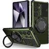 XKchatpt Custodia per Telefono con Supporto ad Anello Magnetico Girevole a 360° per Samsung Galaxy S24 Ultra, Protezione Antiurto Regolabile (Verde)