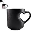 Generic Tazza magica in ceramica a forma di cuore che cambia colore, manico a forma di cuore, tazza da caffè in ceramica per San Valentino, regalo romantico, che rivela il design quando riempita con bevanda