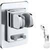 Ginddy Supporto per Doccia,Supporto Soffione Doccia Fisso Regolabile con Super Adesivo Senza Trapano per Doccino/Doccetta/Telefono Doccia - Installazione a Parete Argento 8x12cm