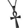 HIJONES HIJOENS Uomo Acciaio Inossidabile Anello Egiziano Anello Ankh Croce Pendente Croce Nero