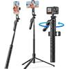 ORICO Treppiede per Smartphone/iPhone Bastone Selfie, Cavalletto con Telecomando Rimovibile, Manico 360° Girevole, 175cm Tripod per Foto di Gruppo, Vlog e Live